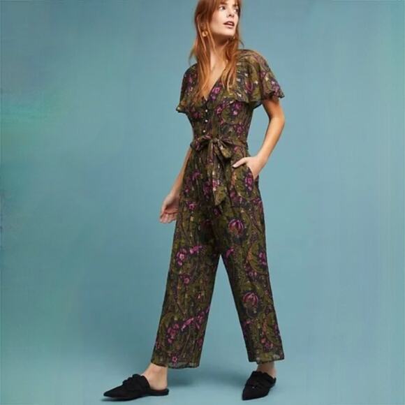 Anthropologie Pants - NWT Anthropologie ETT:TWA Brenda Jumpsuit - Green Pink Gold - Size 4